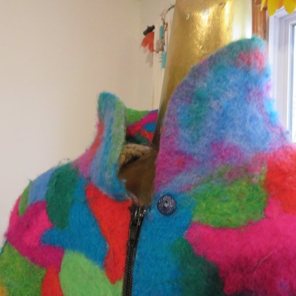 Vintage felted patchwork multicoloured April Cornell coat- stand out from crowd! - Picture 3 of 14